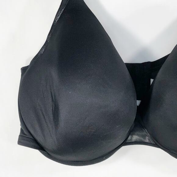 Cacique 44G Bra Black Satin Full Coverage Stretch Plus Size Lane Bryant 101 - Picture 4 of 10